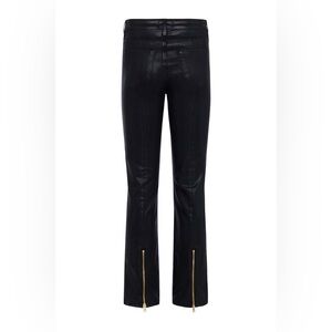 L'AGENCE Ginny High Rise Back Zip Pants in Noir Coated